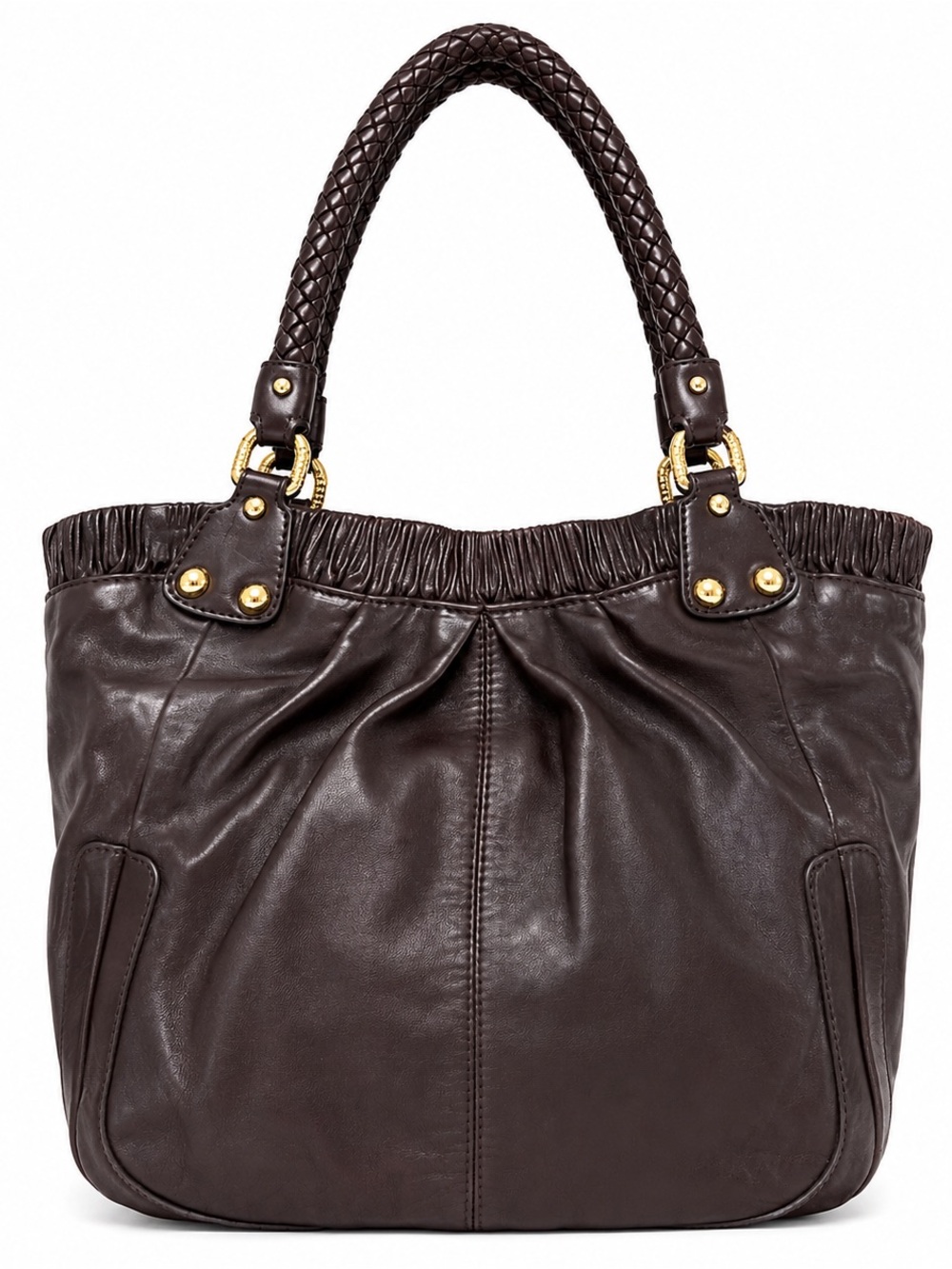 Stuart Weitzman Collection Glove Leather Tote Brown Woven Handles Vintage bag